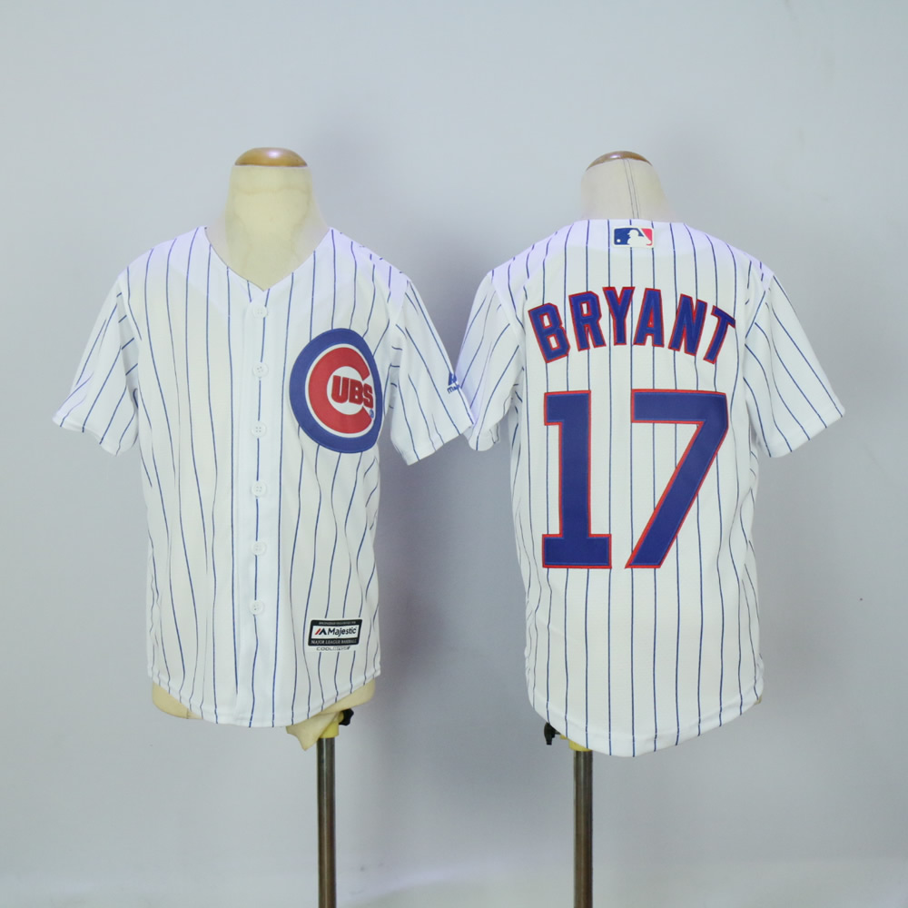 Youth Chicago Cubs 17 Bryant White MLB Jerseys